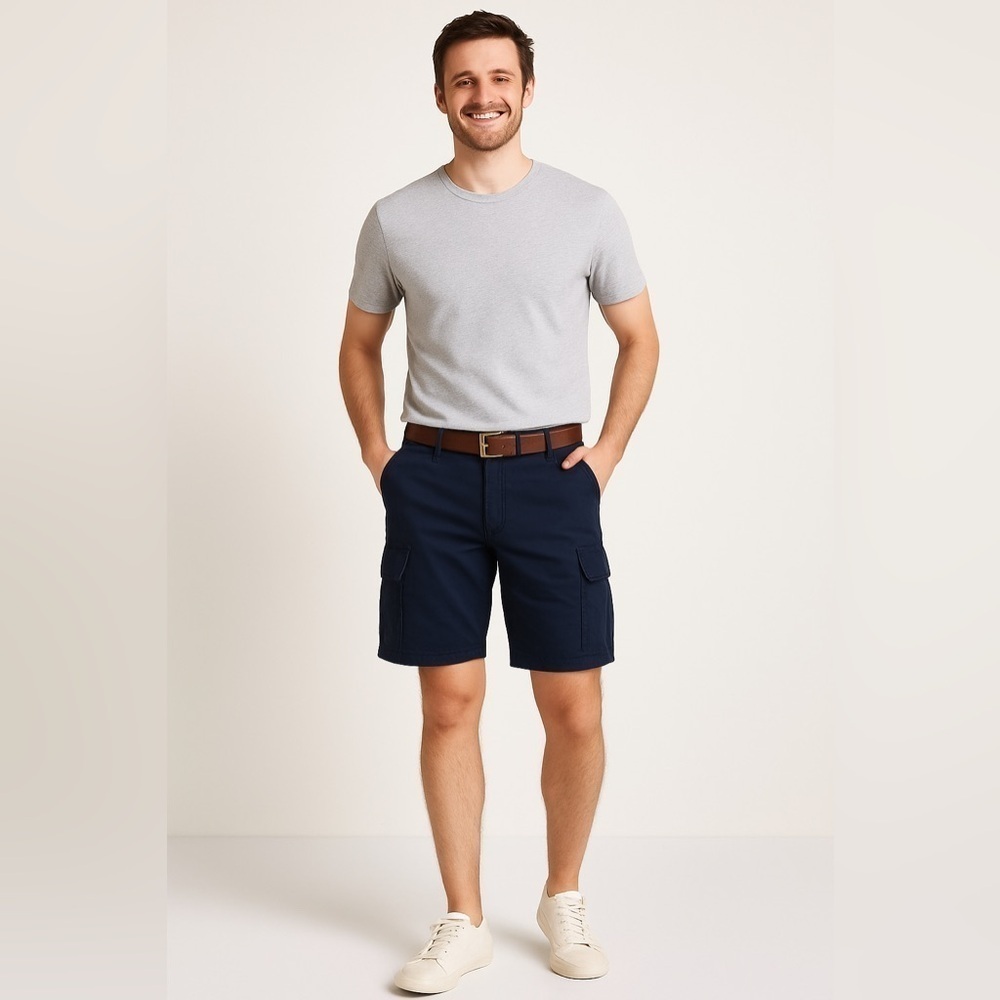 IZOD men cargo shorts 100% cotton 6-pocket zip up beachy Size 40